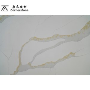 Calacatta Modern Premium terinspirasi emas abu-abu kuarsa dipoles pembuluh besar meja atas meja dapur Pulau makan - Product Image 6