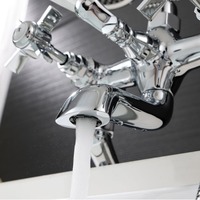 Robinet de lavabo eau chaude et froide HONGDEC, finition or brossé, robinet de douche mural, robinet de salle de bain