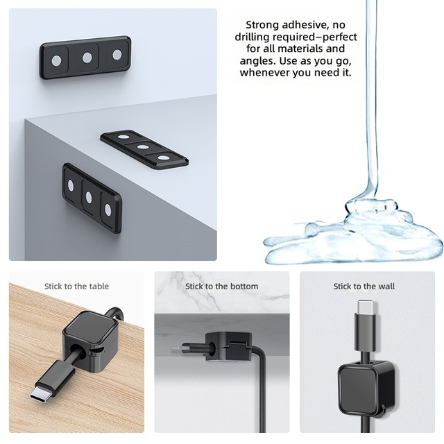 Magnetic Cable Clip Cable Holder Adhesive Wire Keeper Cord Cable Organizer Usb Charging Line Winder for Office Desktop Home