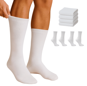Chaussettes en tricot premium pour hommes, en bambou, confortables, élastiques, durables, pour l'automne, pour diabétiques, usage quotidien décontracté, logo sur le dessous - Product Image 1