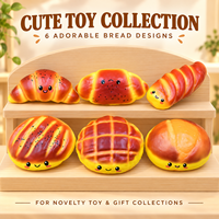 Jouets Squishy en PU en forme de pain mignon, jouets anti-stress souples à presser en forme d'aliments, 6 designs assortis, vente en gros