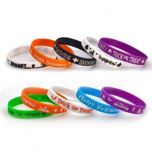 Pulseras de Silicona de Halloween con Patrones de Calabaza y Murciélago, Pulseras de Goma para Hombres y Mujeres, Logotipos Personalizables - Product Image 4