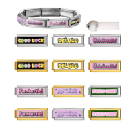 Venta al por mayor de dijes italianos personalizados de diseño original Miss Sweet Heart Vibes, compatibles con pulseras de acero inoxidable de 9 mm, para la creación de joyas DIY.