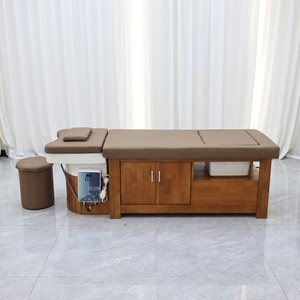 Lavacabezas de madera para peluquería con spa, cama de champú, baño de pies y gabinete de almacenamiento - Product Image 4
