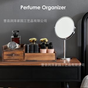Wooden Desktop Storage <b>Box</b> With Drawers Multi Compartment Perfume Organizer <b>Makeup</b> Storage Tray - Product Image 4