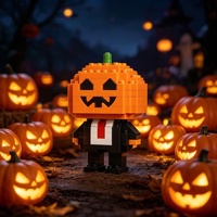 Compatible avec le kit de construction sur le thème de Halloween (citrouille, fantôme, sorcière) - Jouet éducatif en plastique ABS de haute qualité pour 0-3 mois