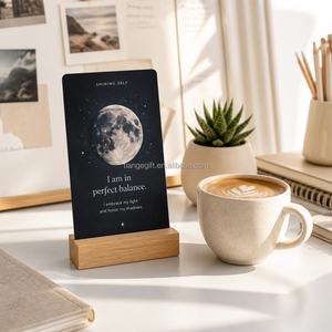 Tarjetas de Afirmaciones Personalizadas con Caja de Regalo Magnética, Soporte de Madera Natural, 50 Citas Diarias de Mindfulness, Regalo de Bienestar, OEM - Product Image 5