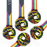Médaille de finisseur personnalisée Rainbow Run, logo sur mesure, alliage de zinc, émail souple, ronde creuse, récompense pour événement sportif