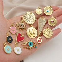 Colgante de ojo de corazón de cristal esmaltado, joyería de moda, oro de 18K chapado en oro rosa, verde, corazón malvado