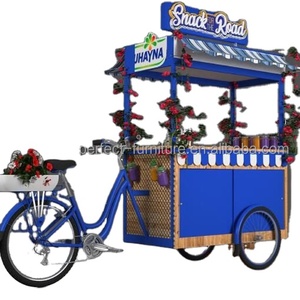 Kiosque alimentaire extérieur élégant, <span class=keywords><strong>chariot</strong></span> à snack mobile, <span class=keywords><strong>chariot</strong></span> <span class=keywords><strong>de</strong></span> nourriture <span class=keywords><strong>de</strong></span> rue avec vélo décoratif, utilisé en devanture <span class=keywords><strong>de</strong></span> magasin, centre commercial - Product Image 1