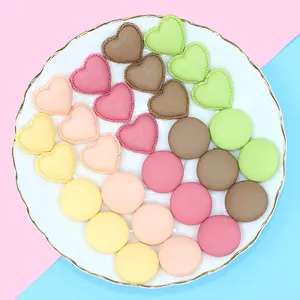 Mini macarrón Artificial colorido con forma de postre, abalorios de cabujón grueso de resina Kawaii para Decoración