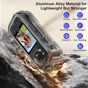 กรอบโลหะ Amazear สำหรับ Insta360 X4 OEM ทำจากอะลูมิเนียม ป้องกันการกระแทก พร้อมระบบถอดเร็วและช่องใส่อุปกรณ์เสริมแบบ Cold Shoe ปรับแต่งได้ - Product Image 3