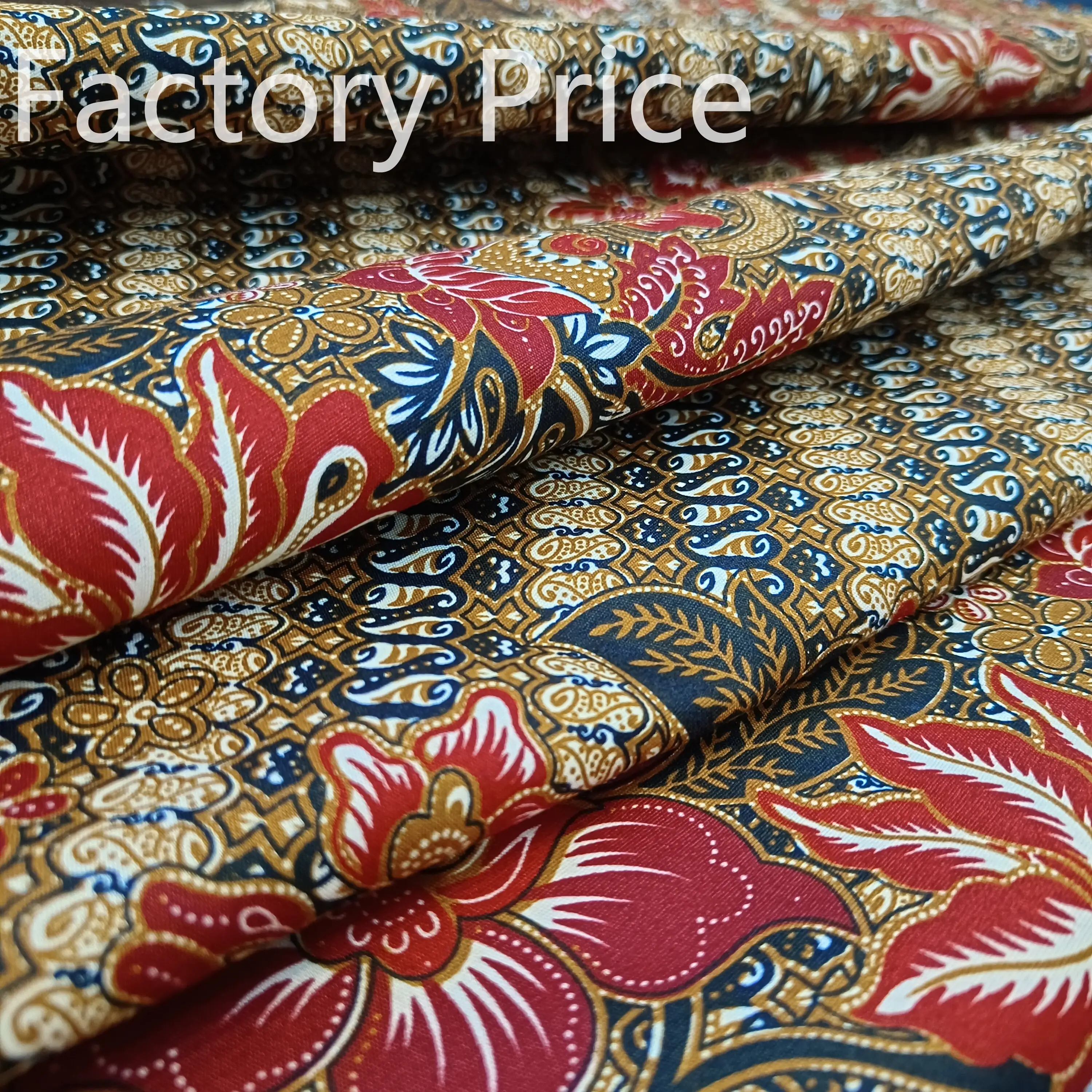 Precio barato de fábrica sarong/tela batik poliéster impreso tradicional batik tela tubo falda sarong