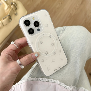 เคสโทรศัพท์ลายดาวและหนังสือสไตล์มินิมอล พร้อมกระจกและขาตั้งแม่เหล็ก สำหรับ iPhone 16 Pro Max 15 14 13 ผู้หญิง - Product Image 3