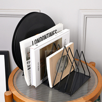Serre-livres triangulaires personnalisables en fil métallique, petite décoration artistique pour bureau, étagère à dossiers, rangement indépendant pour disques vinyles, noir