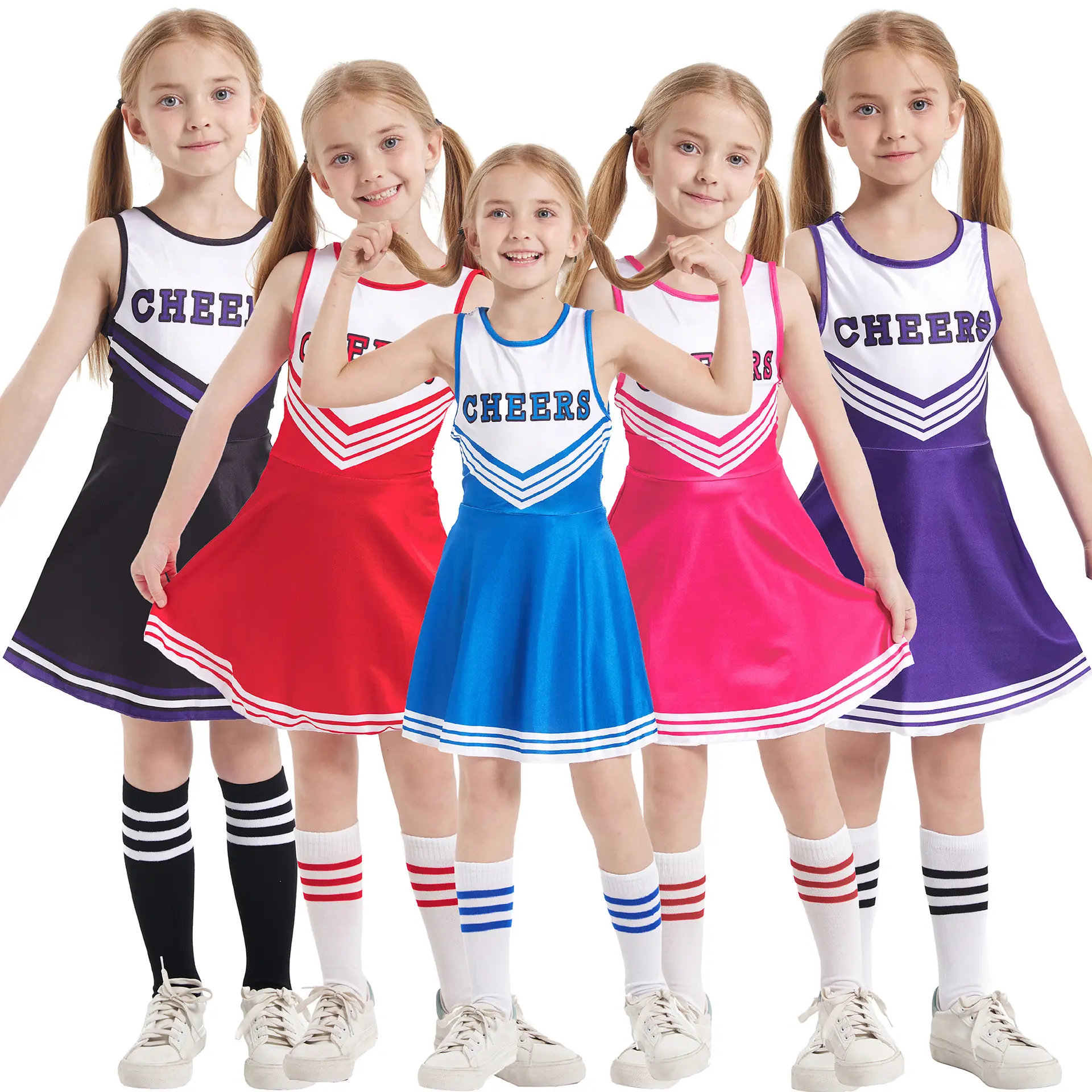 Kid girls customization of short sleeved cheerleading uniforms for children's cheerleading Women Cheer Lady Uniform