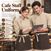 Veste de chef de restaurant en sergé à manches longues, fermeture boutonnée, légère, respirante, coupe simple et ample, adaptée aux climats chauds d'Asie du Sud-Est