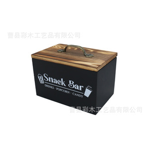 Caja de almacenamiento de madera para barra de aperitivos, cuadrada, negra, con tapa, para encimera de cocina - Product Image 4