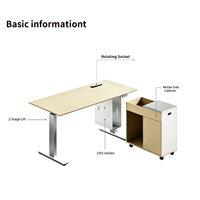 Bureau réglable en hauteur pour une utilisation assise et debout, armoire latérale mobile en option, adapté aux bureaux et aux salles d'étude
