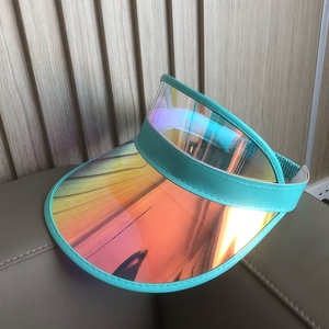 Bán Buôn Nhựa Trong Suốt Pvc Sun Visor Caps Hat Mùa Hè Thể Thao Hat Với Ban Nhạc Đen PVC Visor Mũ - Product Image 3