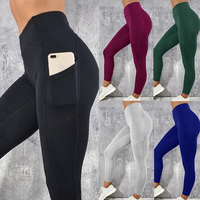 Yüksek kaliteli kadın karın kontrol tayt cep yüksek bel Yoga pantolon