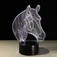 3Dランプクリエイティブ7色変更アクリル馬Led常夜灯LEDデスクテーブルランプUSBベッドサイドランプ馬の装飾ライト