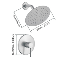 Garniture de valve de bain et de douche avec poignée à levier, bec coulissant et pomme de douche ronde