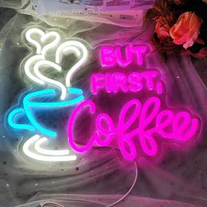 But First Coffee Letrero de neón Grandes luces de neón acrílicas alimentadas por USB de 5V con interruptor regulable y <span class=keywords><strong>cadena</strong></span> colgante - Product Image 5