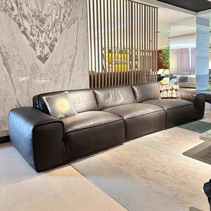 Ensemble de canapés de salon de luxe italien, mobilier haut de gamme, design moderne et élégant, grand canapé sectionnel en cuir véritable pour villa - Product Image 1