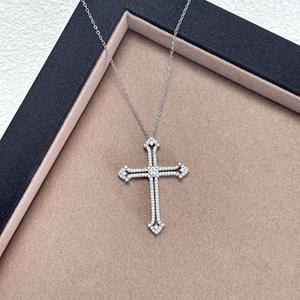 Collier en argent pur S925 avec nœud en diamant et perle pour femmes, élégant, noble à la française, petit pendentif en diamant à fleurs, charmes - Product Image 3