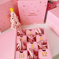 Boîte de calendrier de l'avent de Noël de luxe personnalisée, 12 tiroirs, emballage en carton rigide rose émeraude pour cadeaux de fêtes