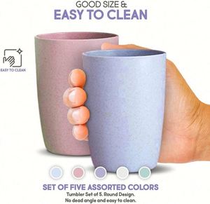 Tazas Irrompibles de 4.33*3.15 Pulgadas para Té, Cacao, Jugo, Taza de Café Biodegradable de Paja de Trigo, Juego de 5 Piezas - Product Image 2
