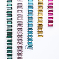 Bande de strass en cristal de verre dense rectangulaire colorée DIY, accessoire de couture pour vêtements et chaussures, taille personnalisée