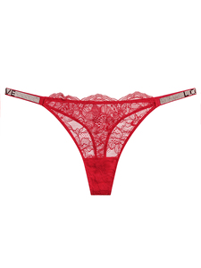 String sexy en dentelle fine avec strass et motif lettres pour usage intime féminin - Lot de six articles - Product Image 3