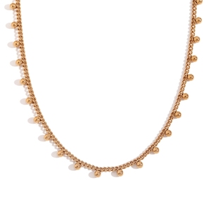 Collier ras du cou tendance avec pampilles perlées, style bohème, en acier inoxydable plaqué or 18 carats PVD pour femme - Product Image 6