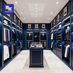 Espositori per Negozi di Abbigliamento Maschile, Vetrine Moderne con LED per Completi, Arredamento per Negozi di Abbigliamento Uomo, Design d'Interni per Negozi di Abiti - Product Image 3