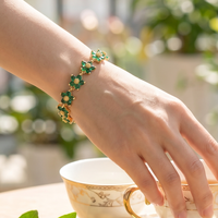 Bracelet élégant en cristal CZ, motif floral, plaqué or 18 carats, zircon cubique arc-en-ciel coloré, bracelet tennis délicat pour femmes