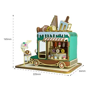 Wincent bricolage D062 scène de rue avec lumière noël Miniature voiture en gros meilleure vente 3d puzzle bois puzzle jouets pour enfants