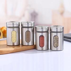 Bottiglia di condimento per ampolla in acciaio inossidabile personalizzato <span class=keywords><strong>villaggio</strong></span> 4oz vetro cucina barattoli di spezie Set pepiera saliera - Product Image 1