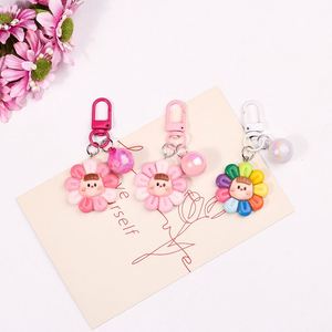 Acrylic Flower Keychain Flower Resin <b>Key</b> <b>Chains</b> Cartoon Cute Women Girl Keyring Phone Headphone Charm Pendant Sunflower Keychain - Product Image 2
