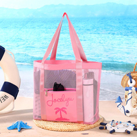 Sac fourre-tout en maille bleue personnalisable de haute qualité avec logo imprimé sur mesure 2026 – Sacs de plage d'été en nylon pour femmes