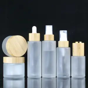 Frascos spray cosméticos para venda por atacado, garrafas de spray de vidro de bambu para uso em spray de bomba de bambu