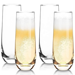 Flûtes à <span class=keywords><strong>Champagne</strong></span> Sans Pied <span class=keywords><strong>en</strong></span> Verre <span class=keywords><strong>Cristal</strong></span> Élégant de 10 oz, Verres à Vin Transparent pour Toast - Product Image 1