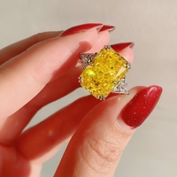 Bague en moissanite jaune 2026, plaquée or blanc, fiançailles pour petite amie, argent sterling 925, bague pour femme