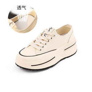 Zapatos informales de primavera <span class=keywords><strong>y</strong></span> otoño para <span class=keywords><strong>mujer</strong></span> con lona de piel de oveja interior, suela gruesa elevada, diseño versátil suave <span class=keywords><strong>y</strong></span> ligero - Product Image 4