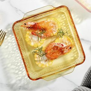 Ustensiles de cuisson commerciaux en verre à haute teneur en Borosilicate, plaque de cuisson pour four de couleur ambre, ensemble de cuisson nordique à longueur d'onde - Product Image 1