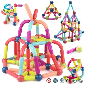 Jeu de Construction Magnétique Enfants, Blocs de Construction Aimantés, Bâtonnets et Billes Magnétiques DIY pour Enfants - Product Image 1