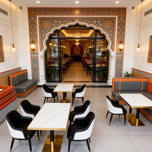Conjunto de Sillas para Restaurante Indio Moderno, Tapicería de Cuero PU, Mesa de Imitación de Mármol, Diseño Contemporáneo para Área de Comedor - Product Image 6