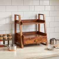 Étagère de rangement personnalisée en bambou pour cosmétiques et épices avec tiroir, organisateur d'épices de cuisine, support pour pots à épices, tiroir à épices