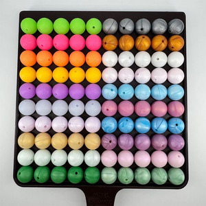 Nouvelles perles en silicone rondes imprimées <span class=keywords><strong>de</strong></span> 15 mm, perles en silicone pour bébé, perles à mâcher, perles en vrac pour la fabrication <span class=keywords><strong>de</strong></span> stylos, bracelets et colliers - Product Image 6